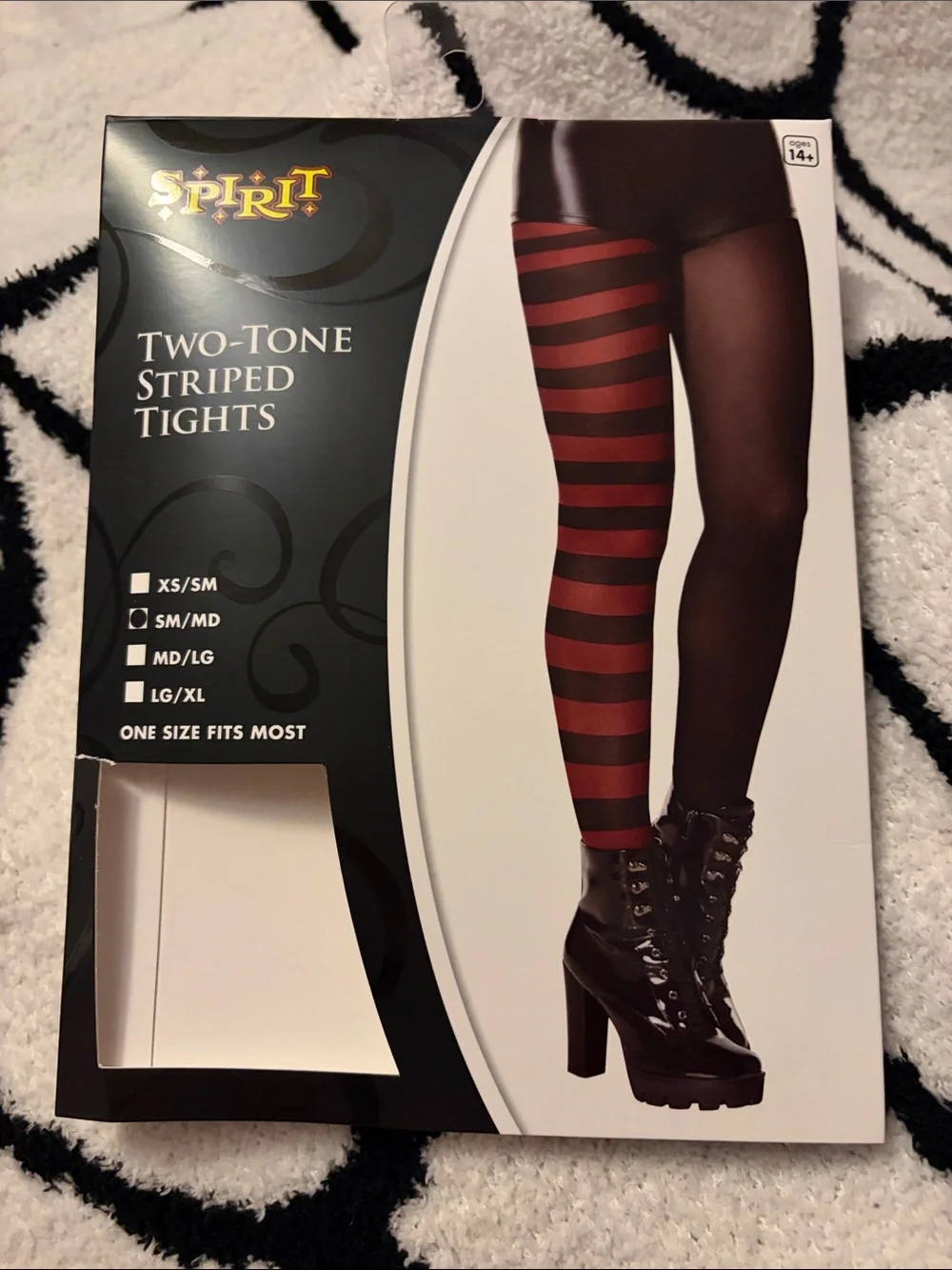 Spirit Halloween Black/Red Striped Tights